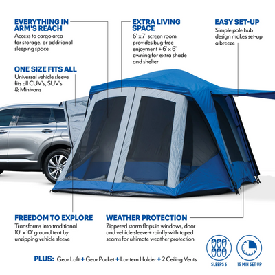 Napier Sportz SUV Tent with Screen Room – Fits Ford Explorer, Chevy Tahoe, Jeep Grand Cherokee, Toyota 4Runner & More