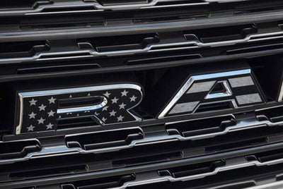 Premium Cast Matte Black Die-Cut Vinyl Flag Decals for 2019-2025 RAM Grille