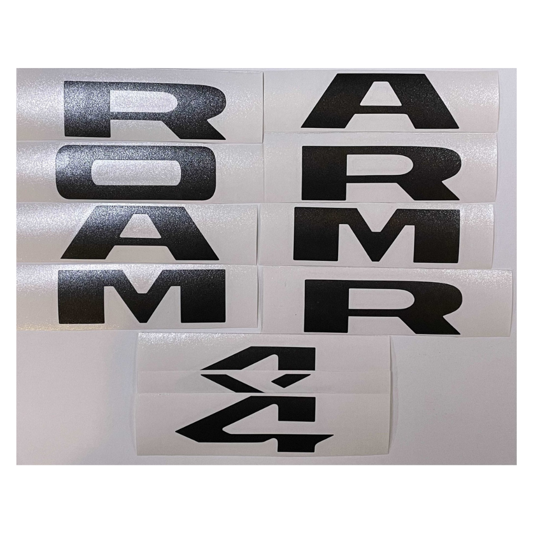 Premium Cast Vinyl Decal Letter Inlays for 2019-2025 RAM Doors