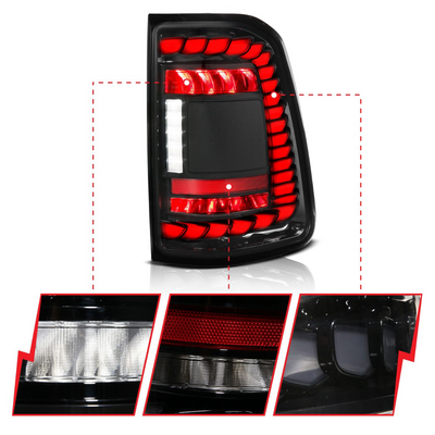 Ram 1500 19-24 Full LED Black Tail Lights w/ Sequential Signal (FOR FACTORY LED MODELS ONLY)