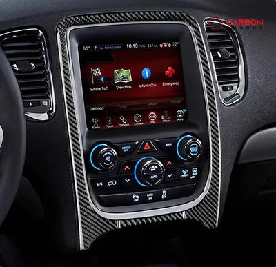 Real Carbon Fiber Infotainment Radio Screen Trim Overlay for 2011-2020 Dodge Durango