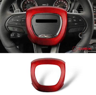 Real Carbon Fiber Steering Airbag Cover | For 2015+ Dodge Charger Challenger Durango