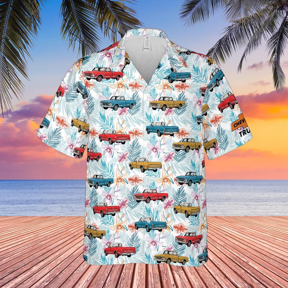 1973 C10 Chevy Pickup Tropical Print Men’s Hawaiian Shirt