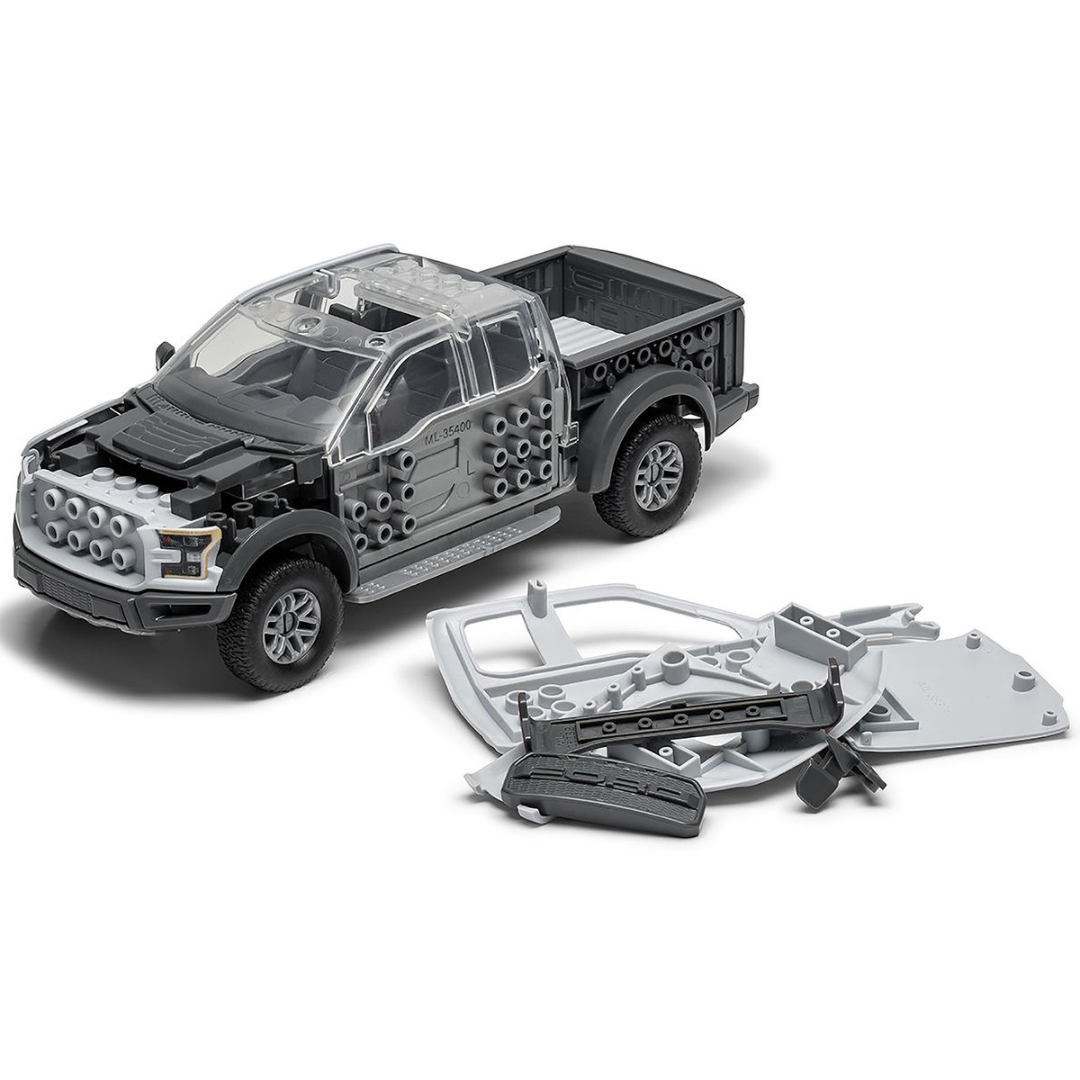 Skill 1 Model Kit Ford F-150 Raptor Pickup Truck Gray Snap Together Snap Together Painted Plastic Model Car Kit