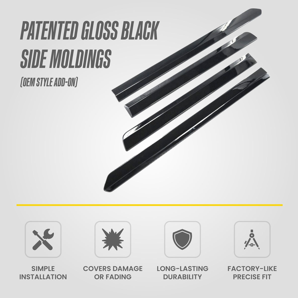 Trim Illusion SM6102BLK gloss black door molding set for 2024-2026 Toyota Tacoma - image 7