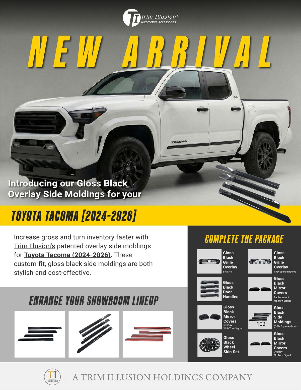 Trim Illusion SM6113BLK gloss black door molding set for 2024-2026 Toyota Tacoma - image 12