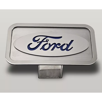Stainless Steel Ford Emblem Trailer Hitch Plug 2'' Polished/Brushed Stainless Steel