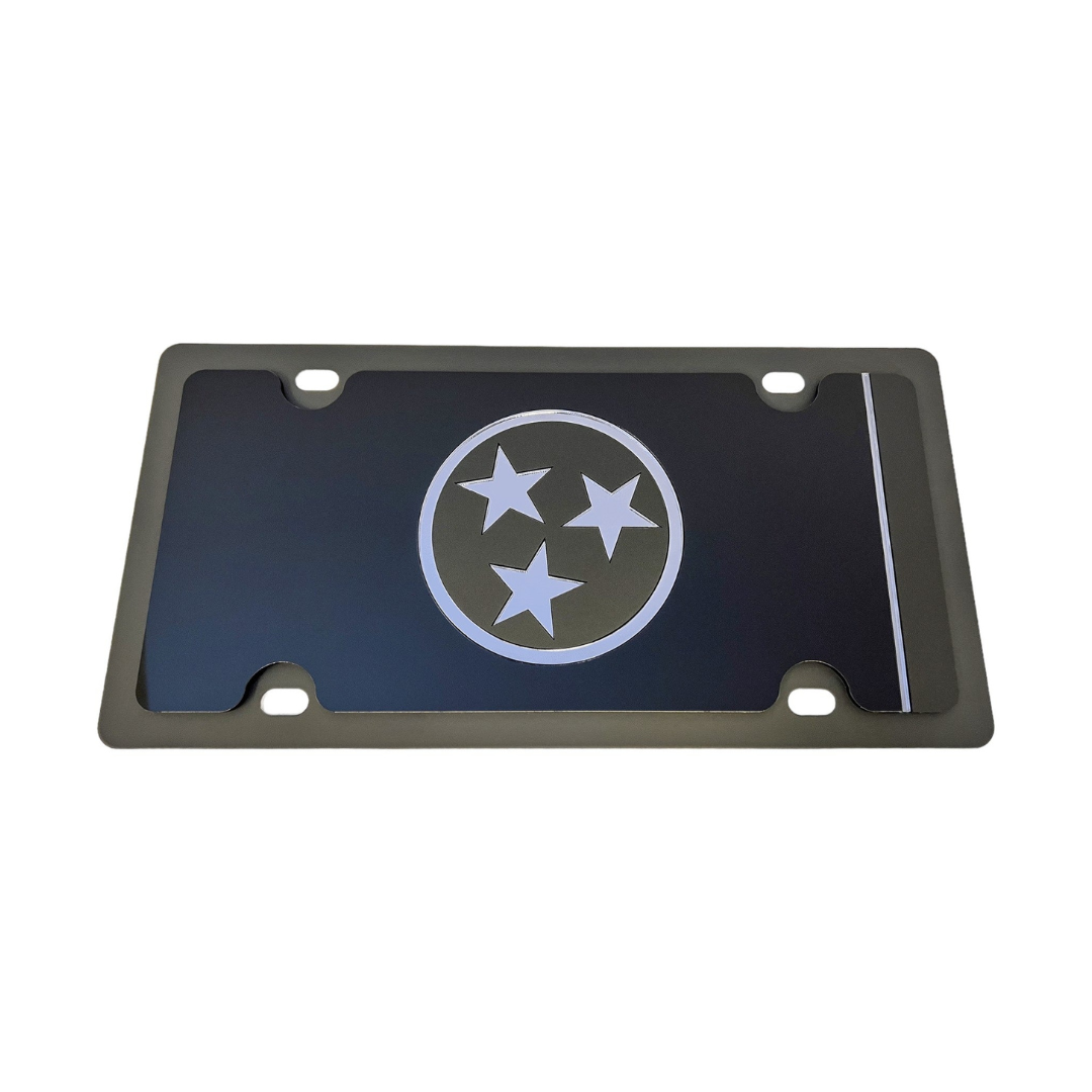 Tennessee Big Blacked Out Carbon Steel License Plate