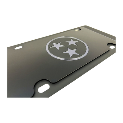 Tennessee Big Blacked Out Carbon Steel License Plate
