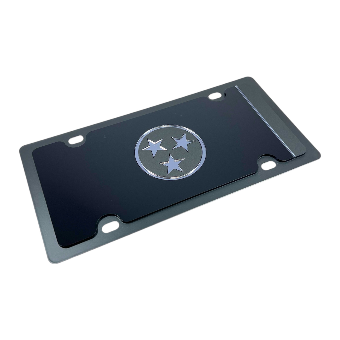 Tennessee Blacked Out Flag Carbon Steel License Plate