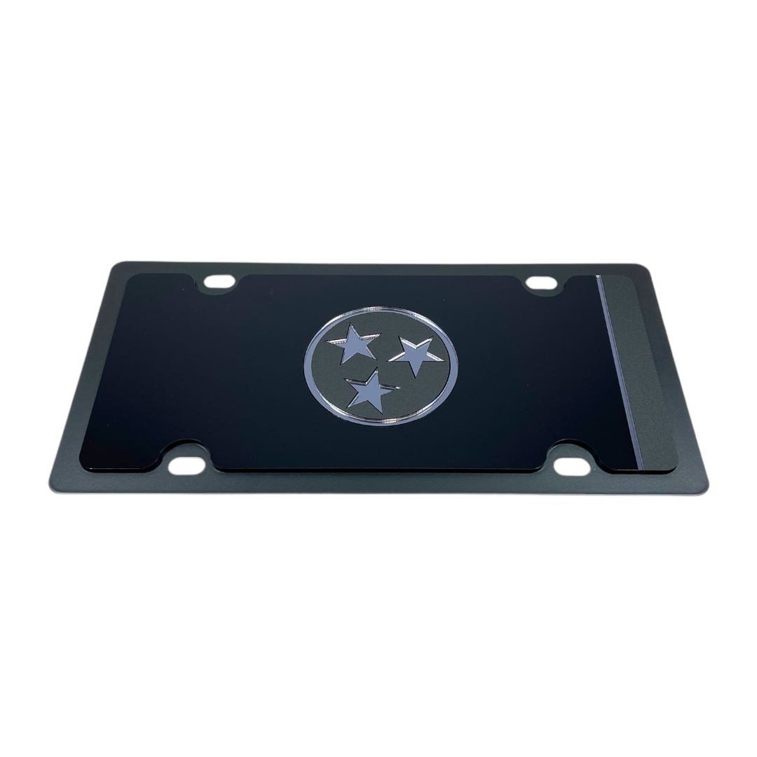 Tennessee Blacked Out Flag Carbon Steel License Plate