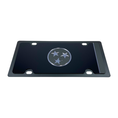 Tennessee Blacked Out Flag Carbon Steel License Plate
