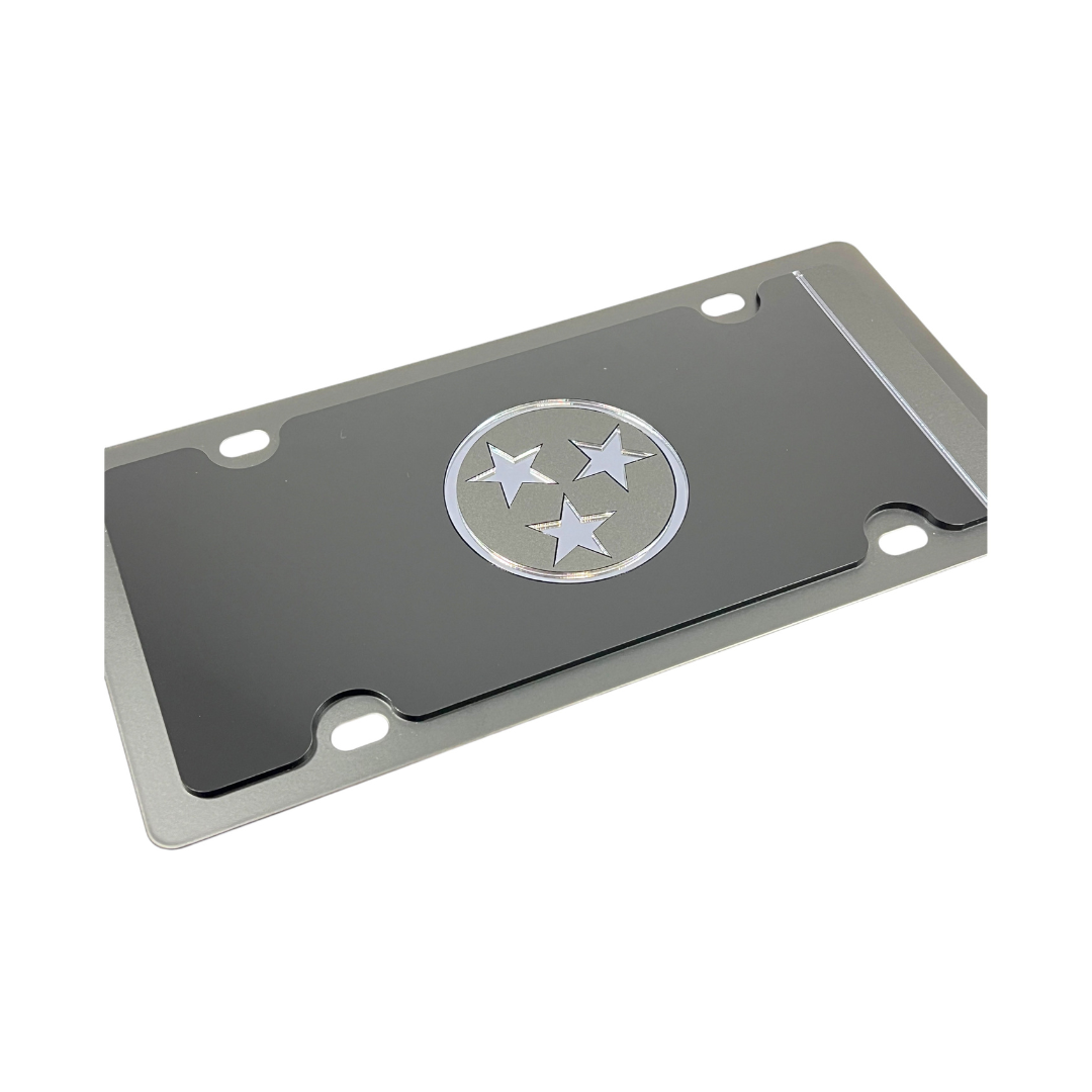 Tennessee Blacked Out Flag Carbon Steel License Plate