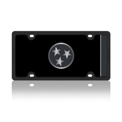 Tennessee Blacked Out Flag Carbon Steel License Plate