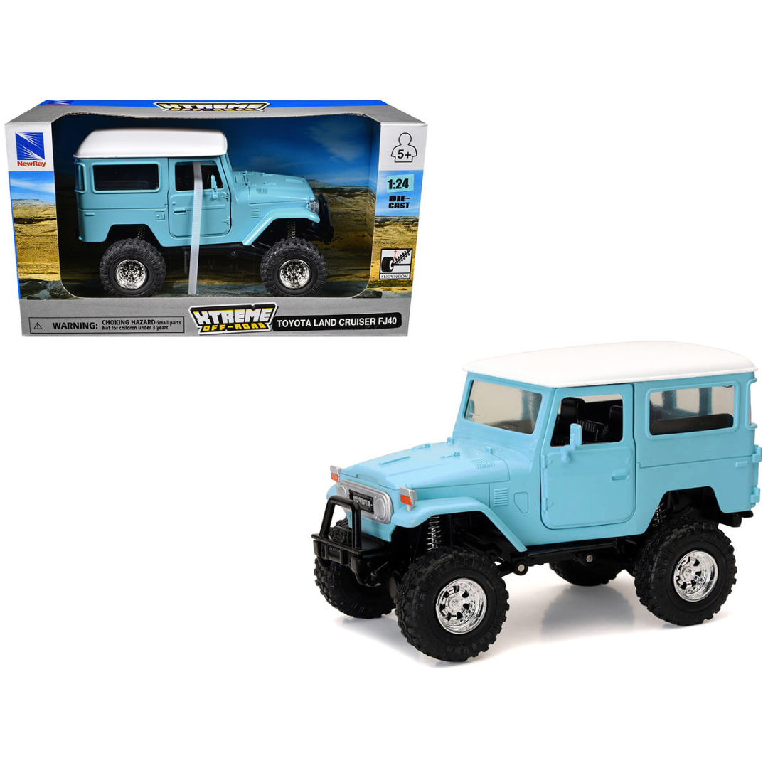 Toyota Land Cruiser FJ40 Light Blue with White Top "Xtreme Off-Road" Series 1/24 Diecast Model