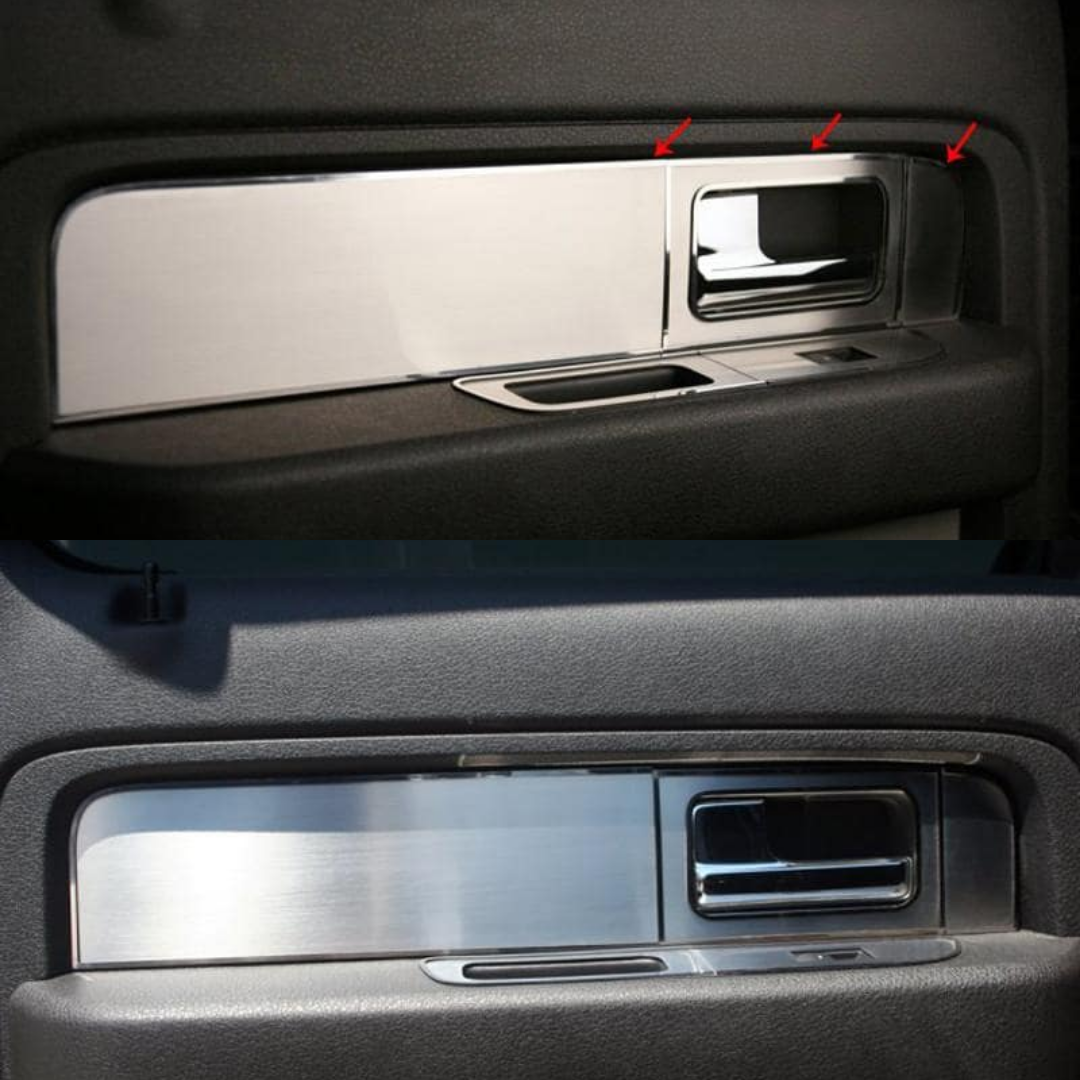 2010-2014 Ford Raptor - Door Panel Inserts for 4 Doors 12 Pc | Brushed Stainless Steel