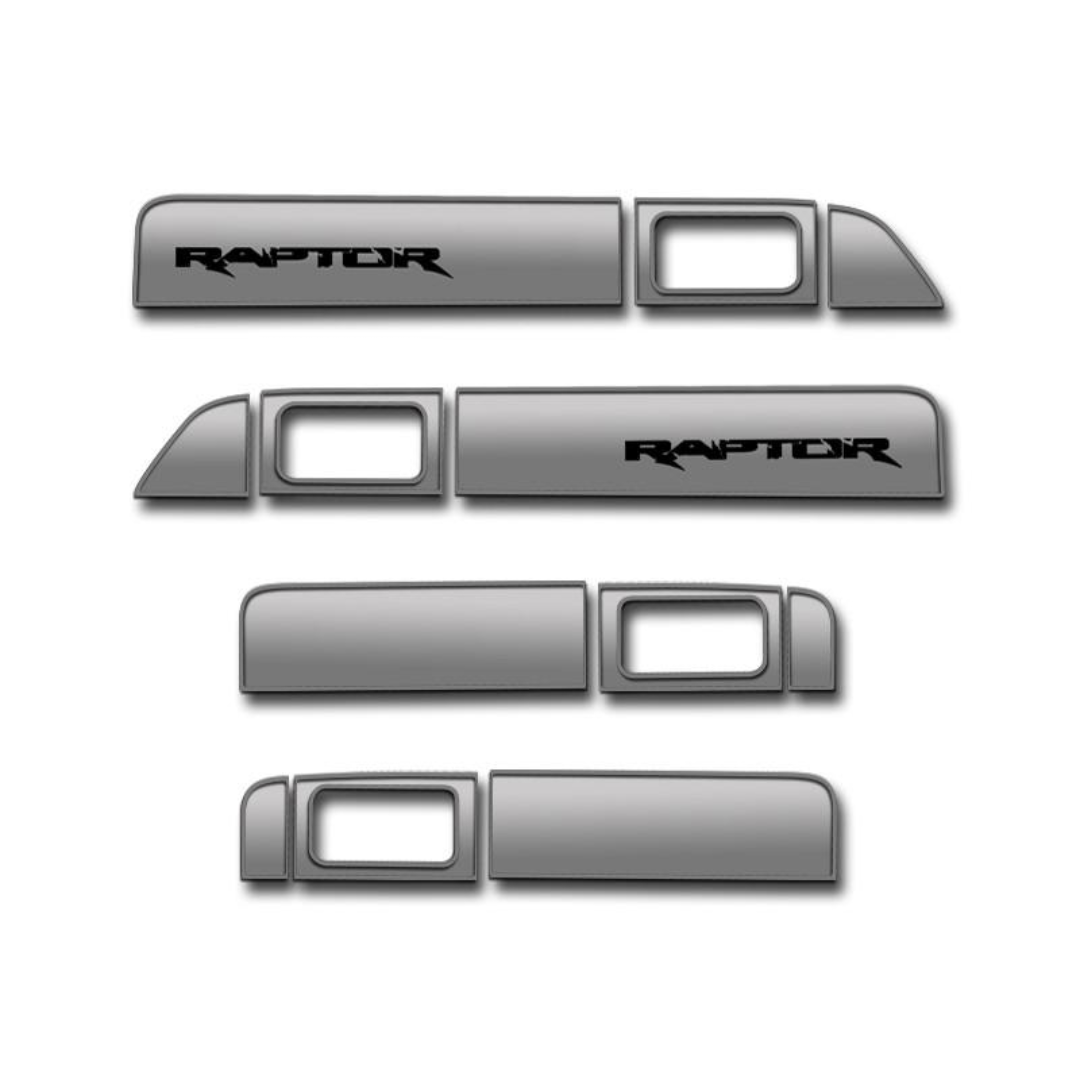2010-2014 Ford Raptor - Door Panel Inserts for 4 Doors 12 Pc | Brushed Stainless Steel