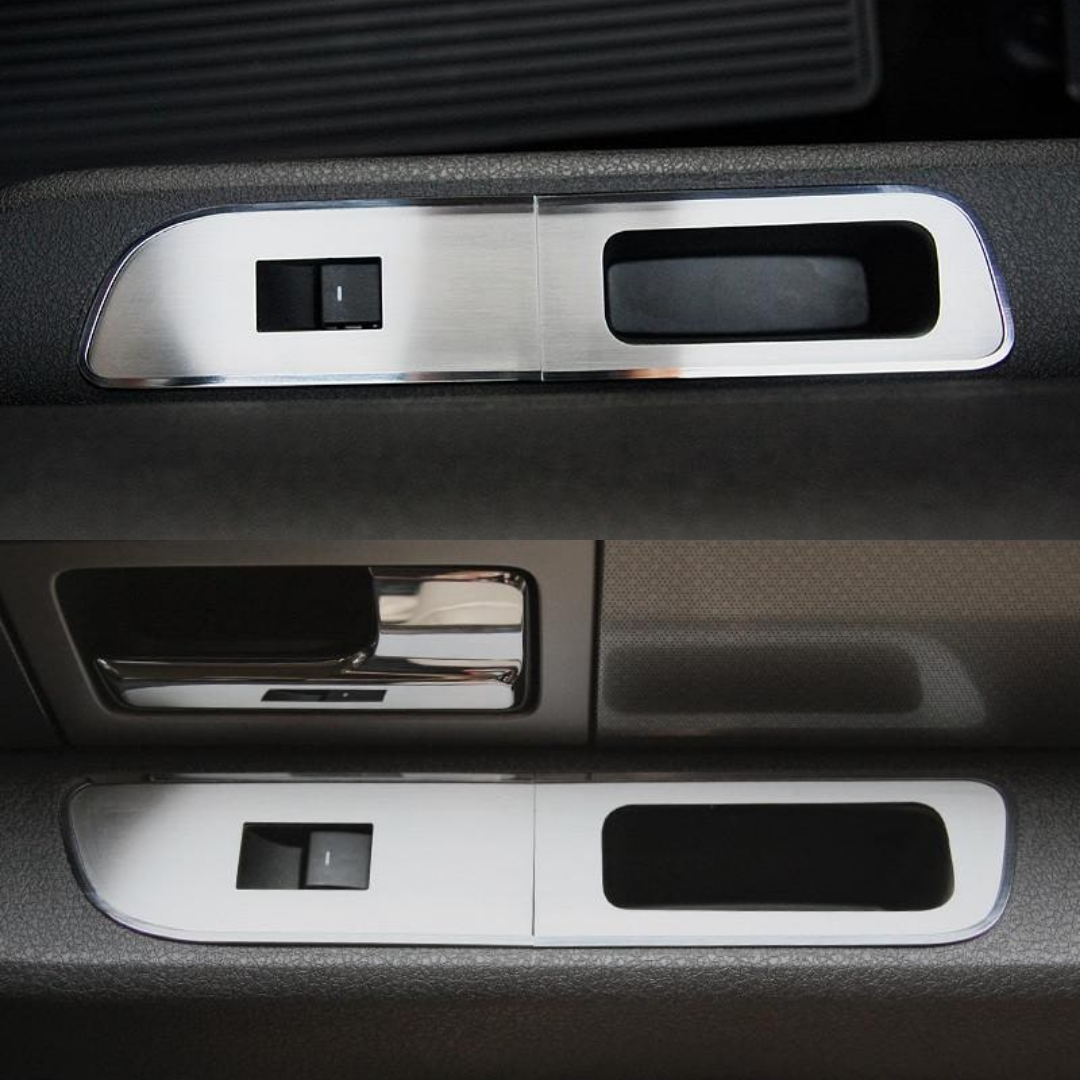 2010-2014 Ford Raptor F-150 SuperCrew - Door Arm Control Covers 8Pc | Brushed Stainless