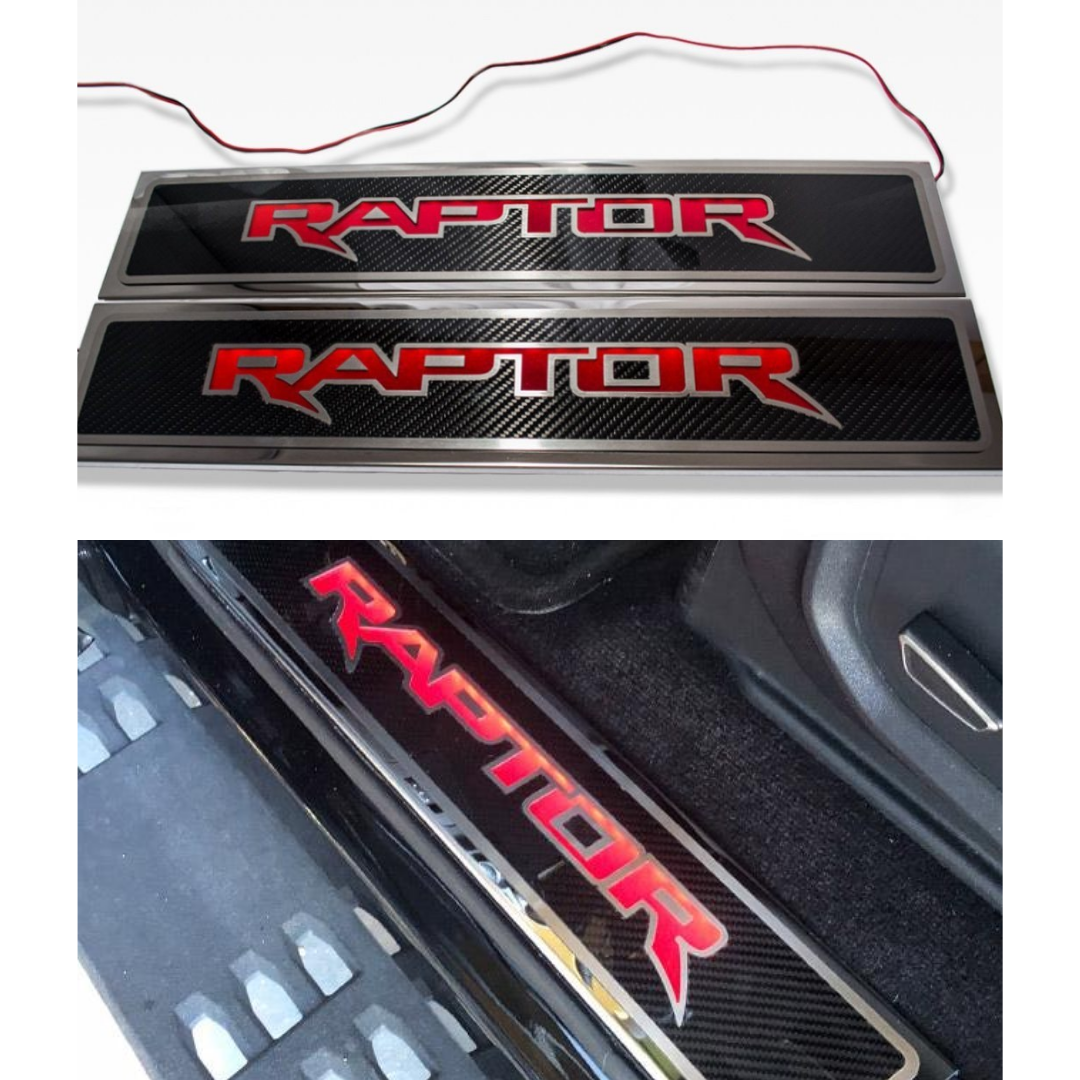 2017-2020 Ford Raptor - Illuminated "Raptor" Front Door Sills Carbon Fiber 2Pc