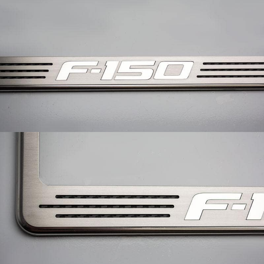 Ford F-150 Custom License Plate Frame with 'F-150' Lettering | Stainless Steel