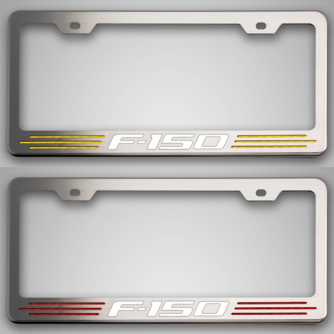 Ford F-150 Custom License Plate Frame with 'F-150' Lettering | Stainless Steel