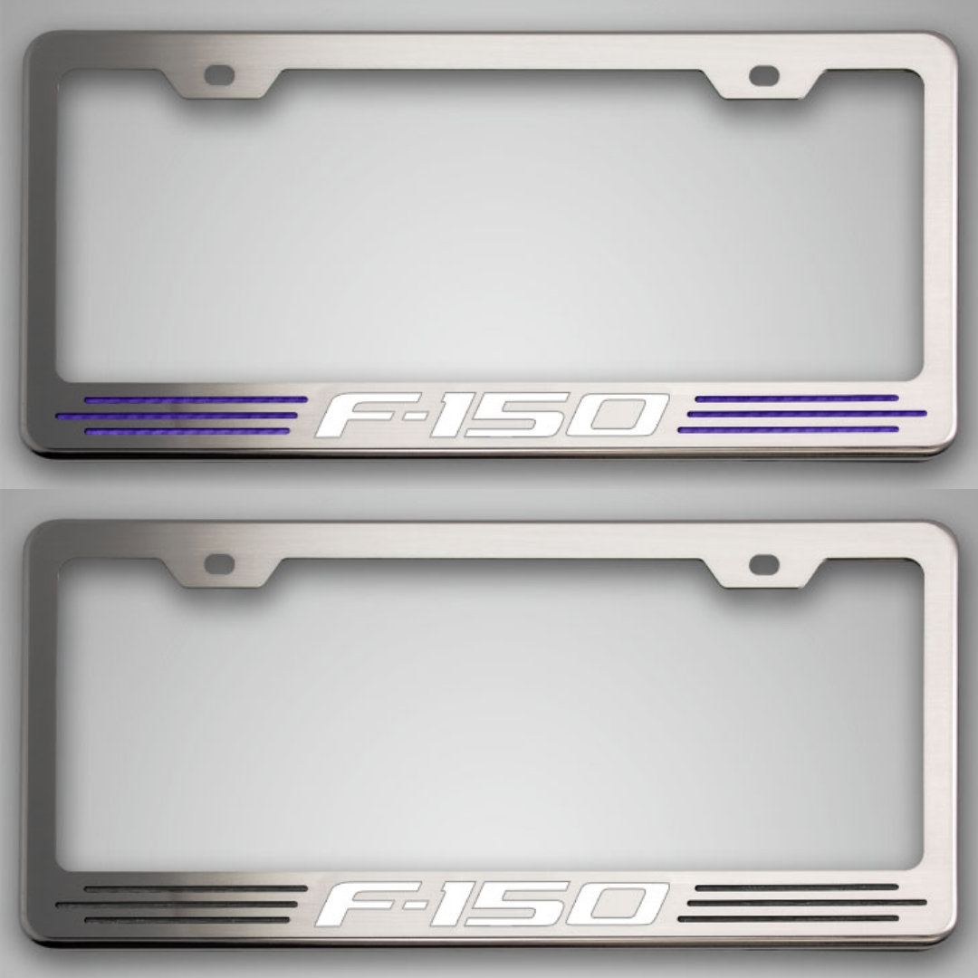 Ford F-150 Custom License Plate Frame with 'F-150' Lettering | Stainless Steel