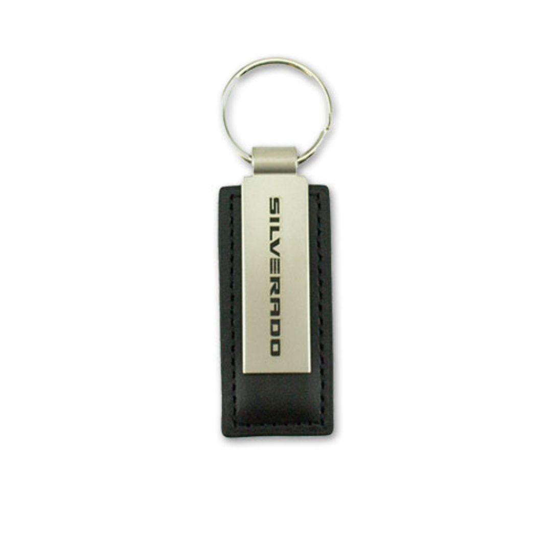 Silverado EV Metal and Leather Key Tag