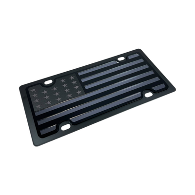 United States Flag Blacked Out Carbon Steel License Plate