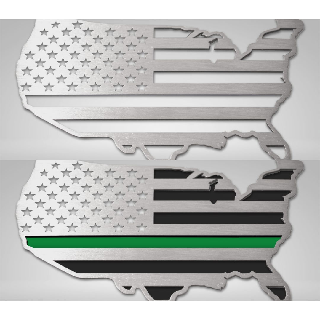 USA Map Flag Emblem 1Pc | Stainless Steel, Choose Finish/Color Style