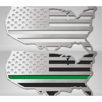 USA Map Flag Emblem 1Pc | Stainless Steel, Choose Finish/Color Style