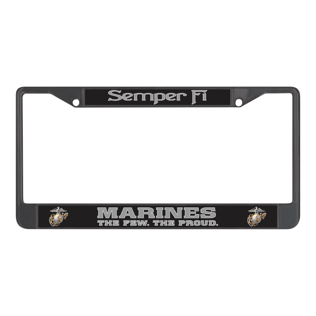 USMC Semper Fi Marines The Few The Proud Black License Plate Frame