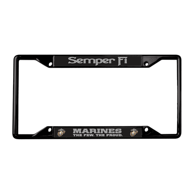 USMC Semper Fi Marines The Few The Proud Black License Plate Frame