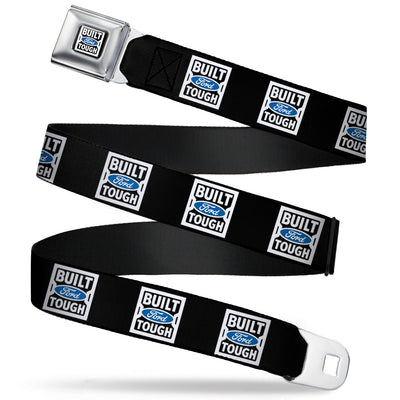 BUILT FORD TOUGH Logo Seatbelt Belt - BUILT FORD TOUGH Logo2 Black/White/Blue Webbing