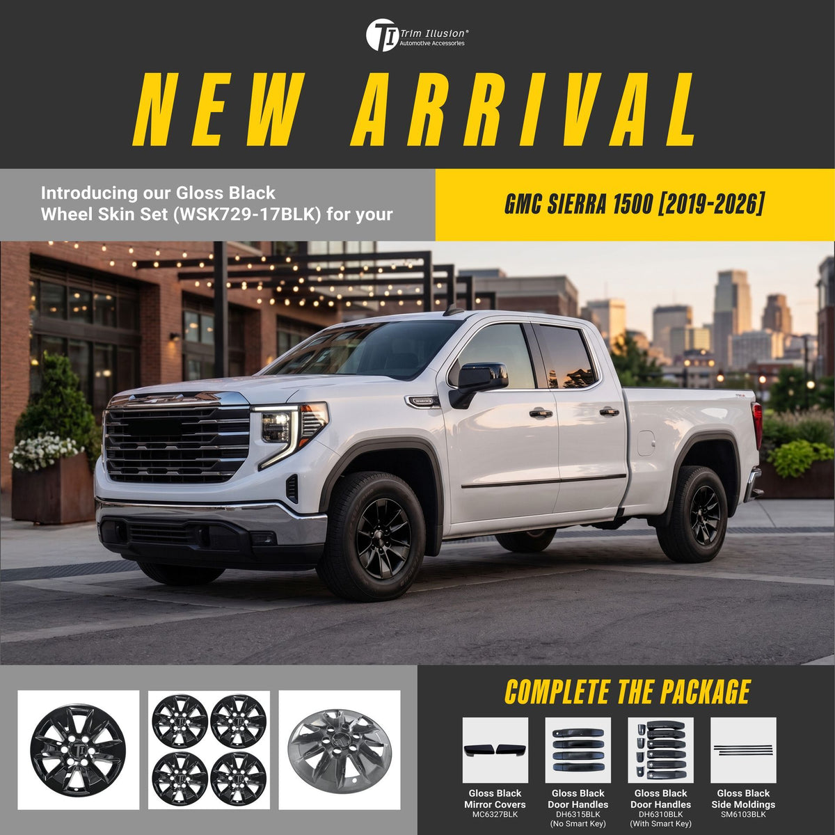 Trim Illusion WSK729-17BLK gloss black wheel skin set for 2019-2026 Chevrolet Silverado 1500 and GMC Sierra 1500 - image 13