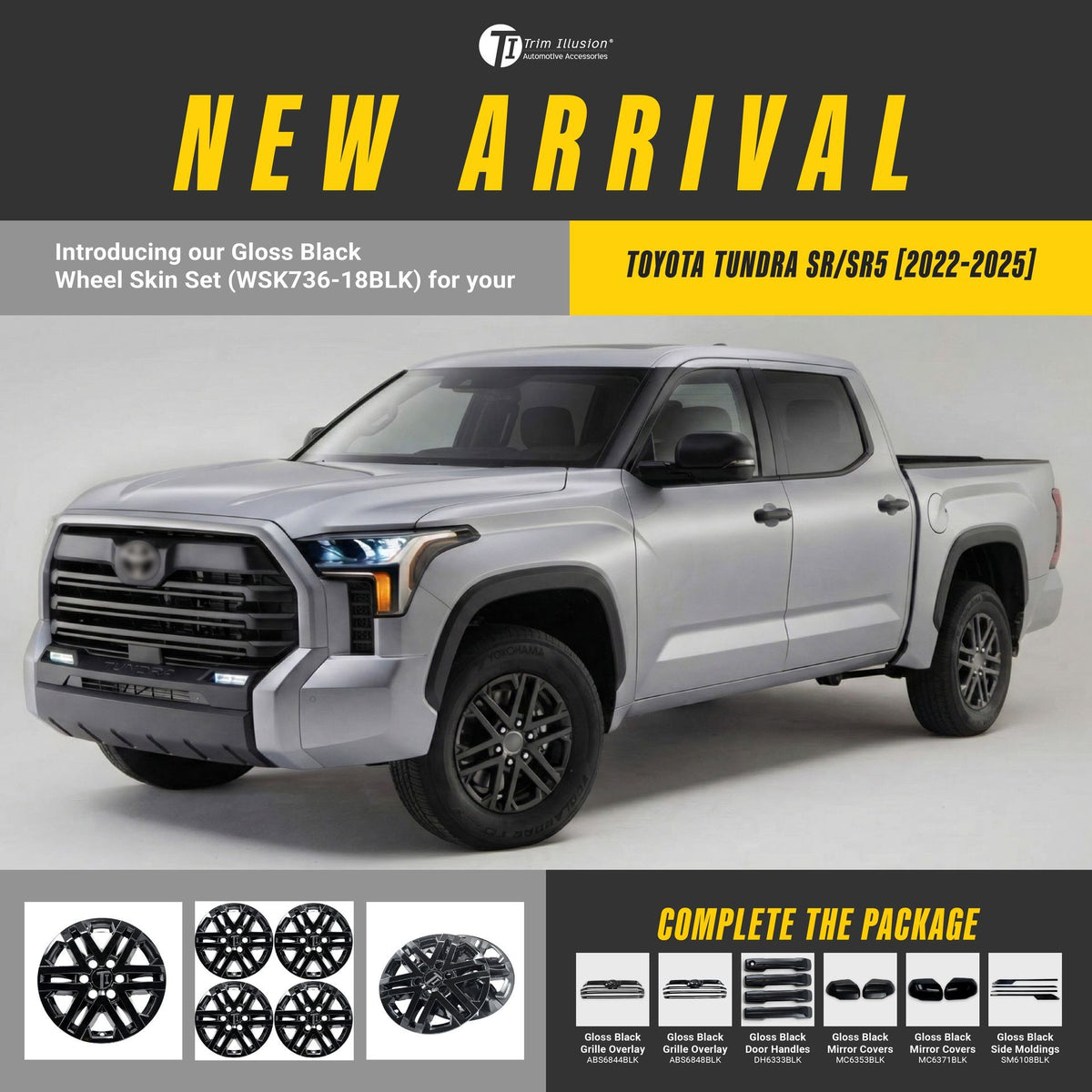 Trim Illusion WSK736-18BLK gloss black wheel skin set for 2022-2026 Toyota Tundra - image 15
