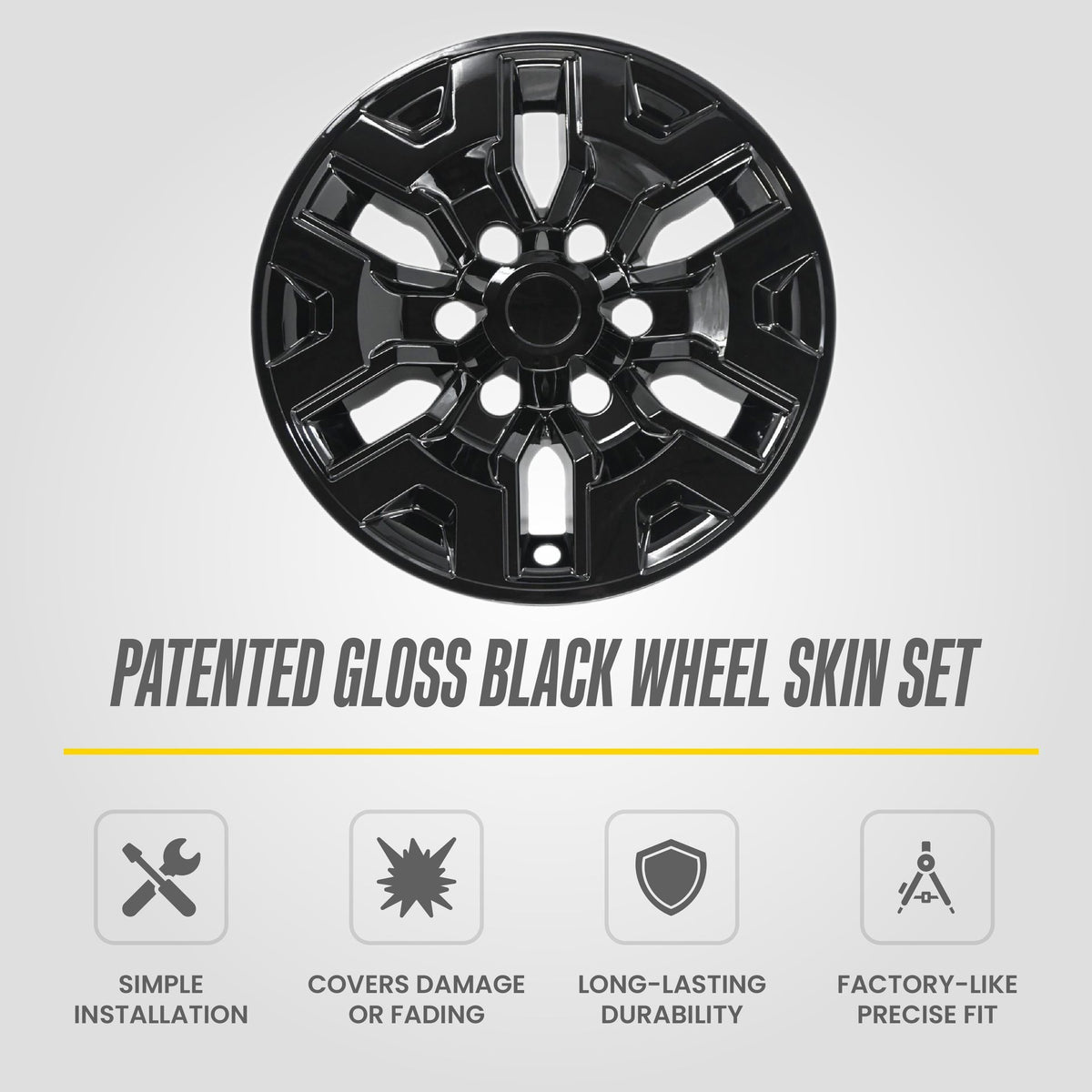 Trim Illusion WSK761-16BLK gloss black wheel skin set for 2016-2023 Toyota Tacoma - image 10
