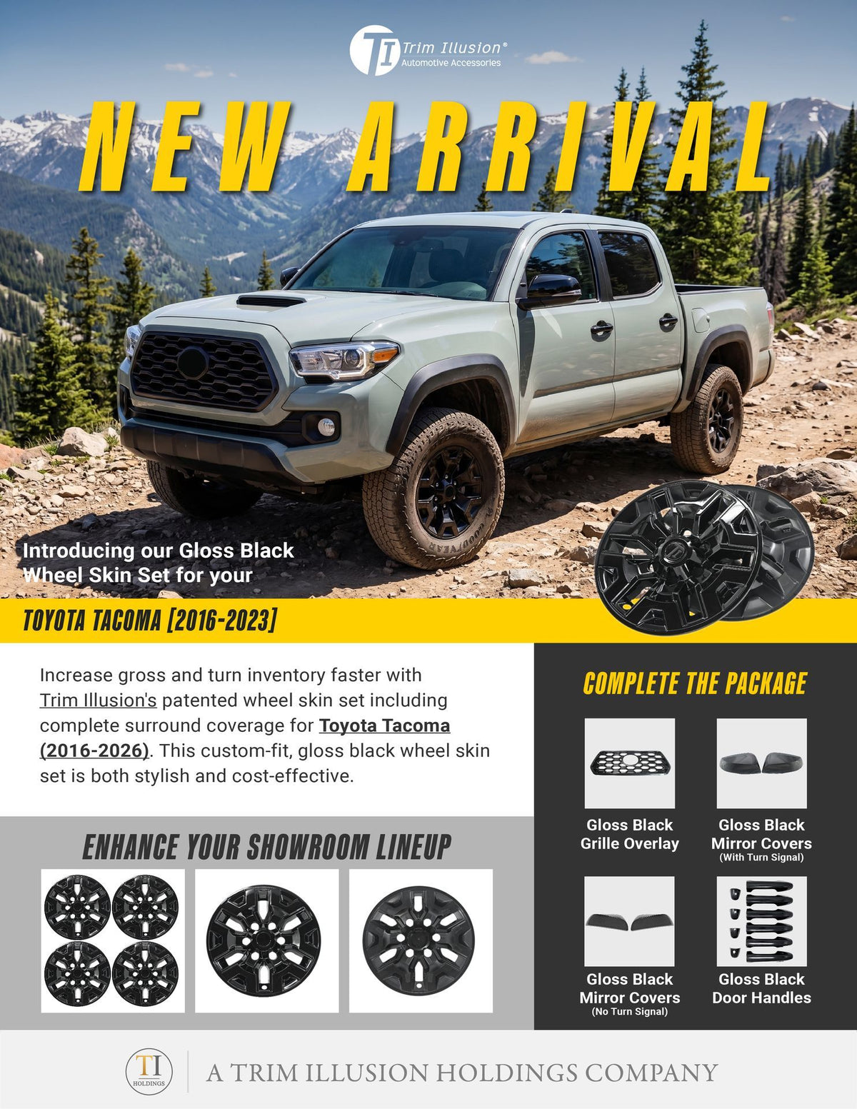 Trim Illusion WSK761-16BLK gloss black wheel skin set for 2016-2023 Toyota Tacoma - image 15
