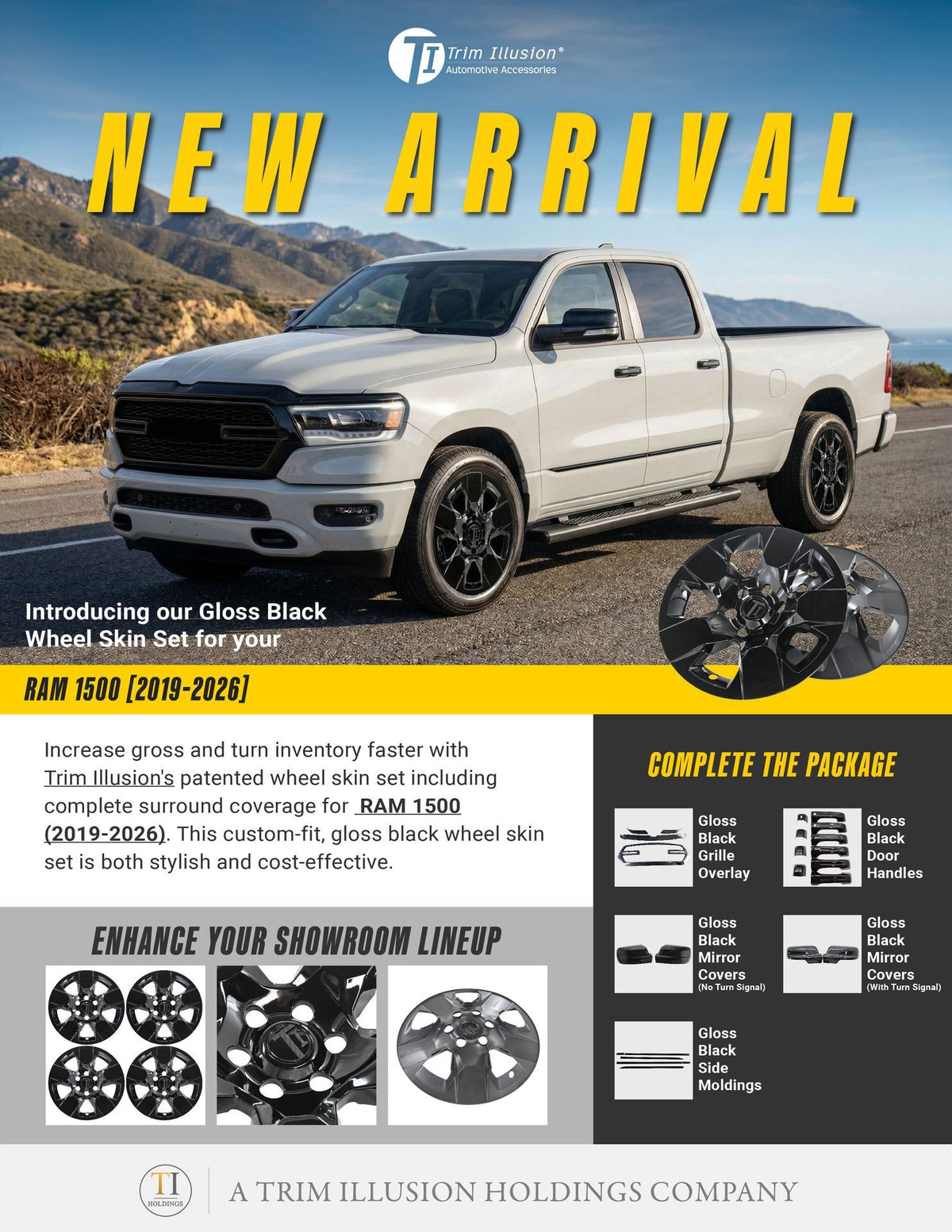 Trim Illusion WSK762-18BLK gloss black wheel skin set for 2019-2026 Ram 1500 - image 15