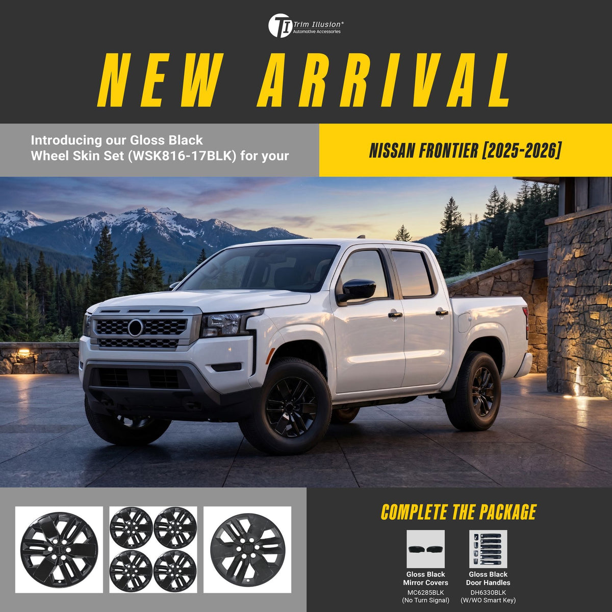Trim Illusion WSK816-17BLK gloss black wheel skin set for 2025-2026 Nissan Frontier - image 14