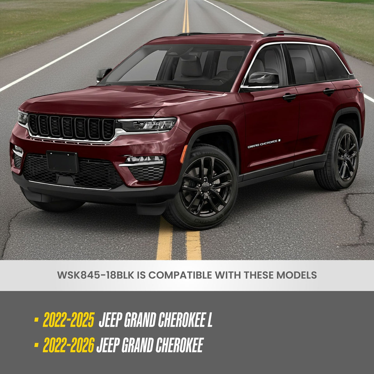Trim Illusion WSK845-18BLK gloss black wheel skin set for 2022-2026 Jeep Grand Cherokee L and Grand Cherokee - image 8