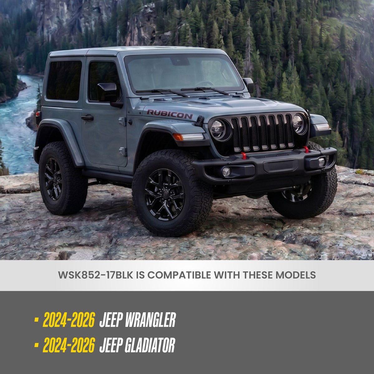 Trim Illusion WSK852-17BLK gloss black wheel skin set for 2024-2026 Jeep Wrangler and Gladiator - image 9