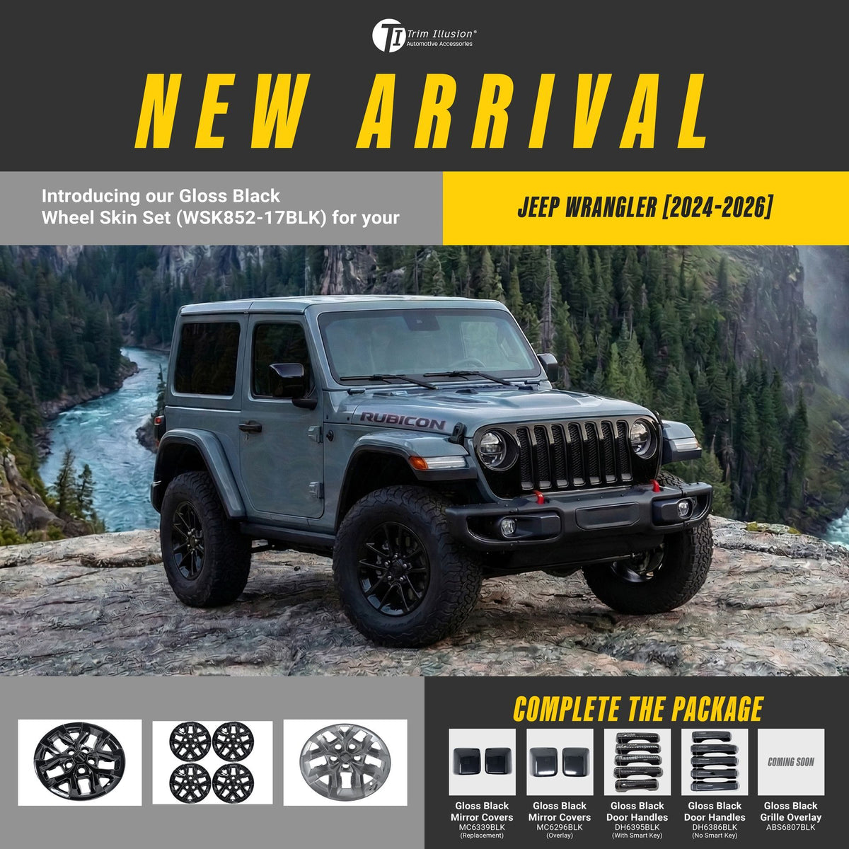 Trim Illusion WSK852-17BLK gloss black wheel skin set for 2024-2026 Jeep Wrangler and Gladiator - image 15