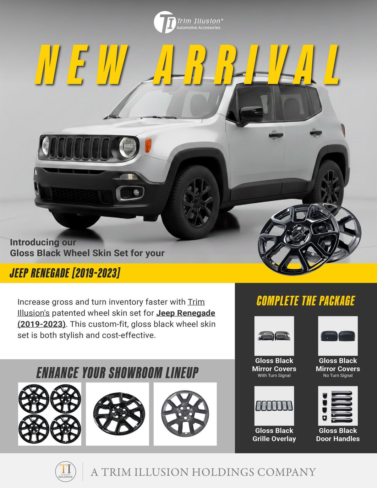 Trim Illusion WSK875-17BLK gloss black wheel skin set for 2019-2024 Jeep Renegade - image 15