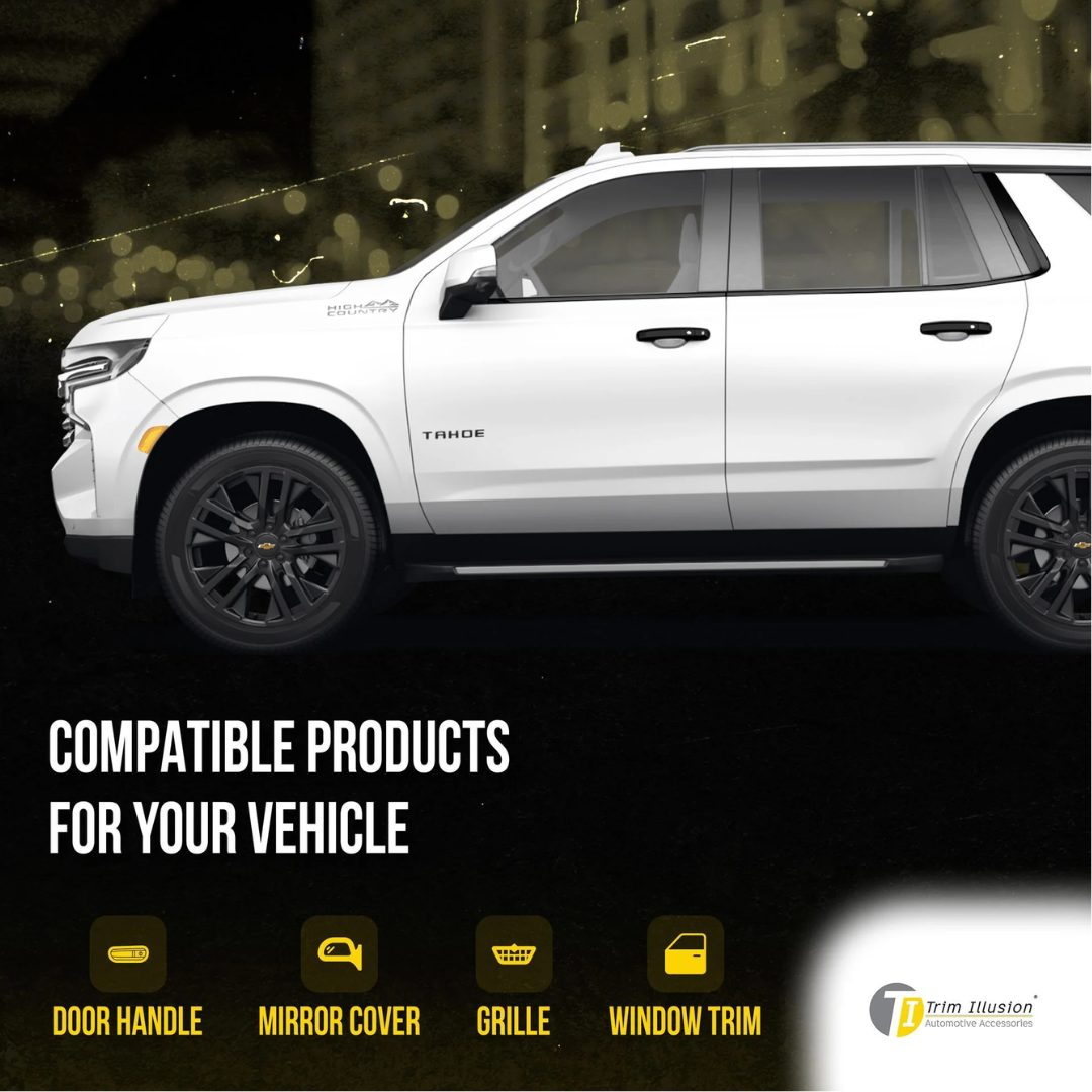 2021-2024 Chevrolet Tahoe 6 PCS Gloss Black Tape-on Window Trim Set