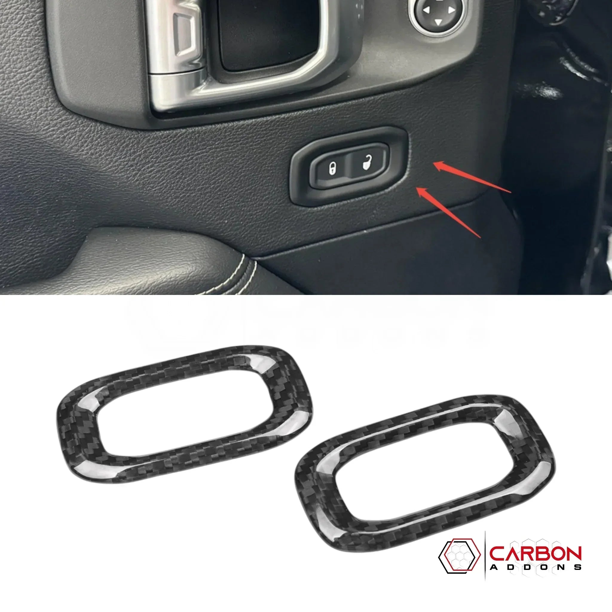 2018+ Jeep Wrangler JL & 2020+ Gladiator JT Carbon Fiber Door Lock Switch Trim Covers